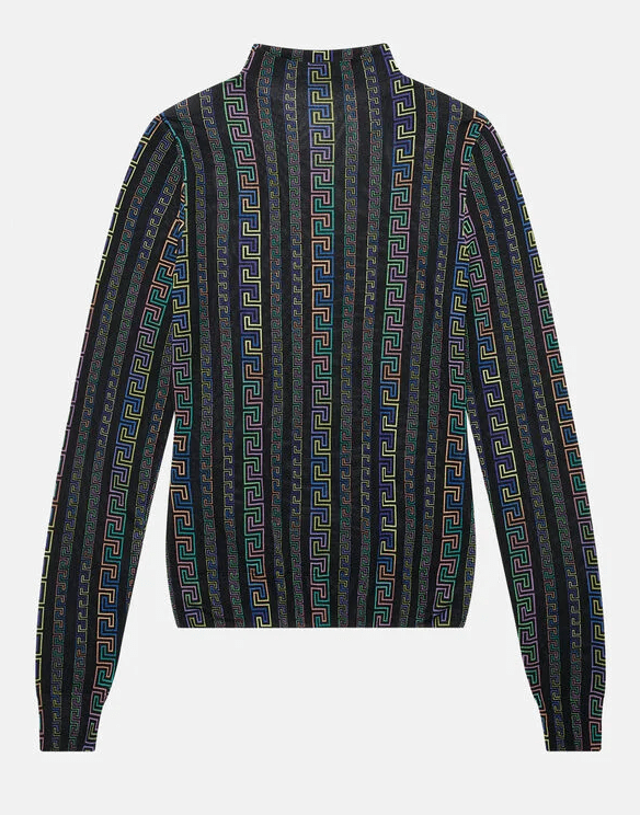 VERSACE-Greca Neon Print Silk Sweater-
