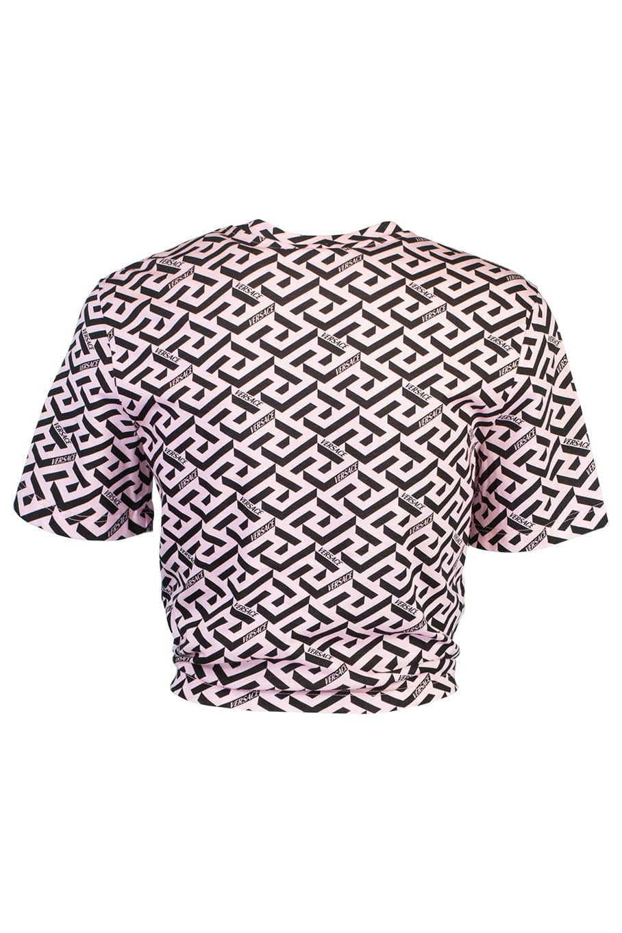 VERSACE-Short Sleeve Cropped All Over Logo-