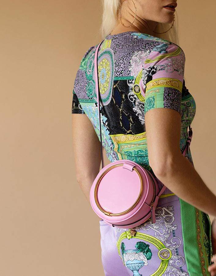 VERSACE-Flamingo Pink-Oro Medusa Ring Evening Bag-PINK/ORO