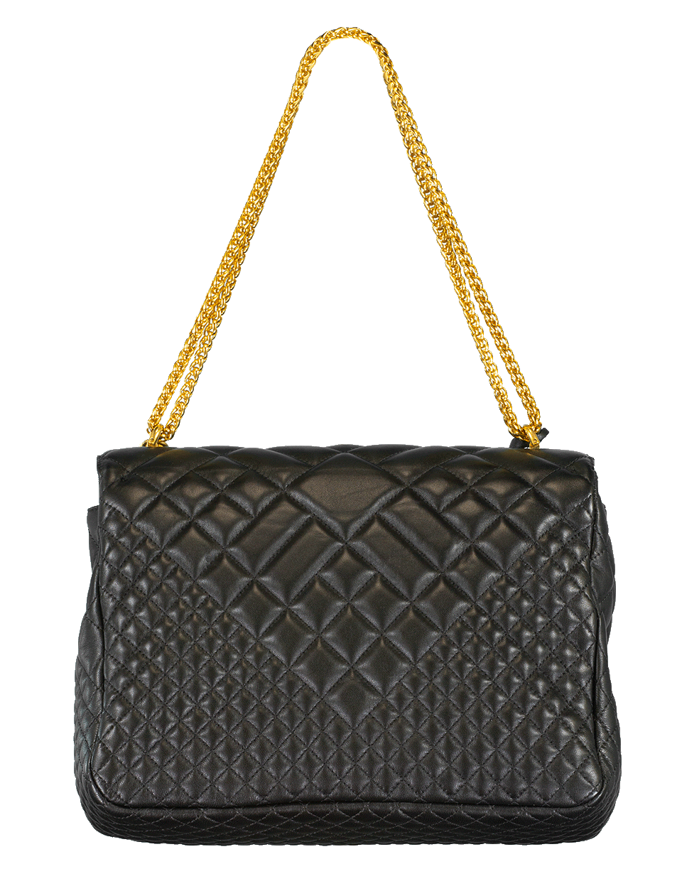 VERSACE-Large Quilted Foldover Chain Bag-BLACK