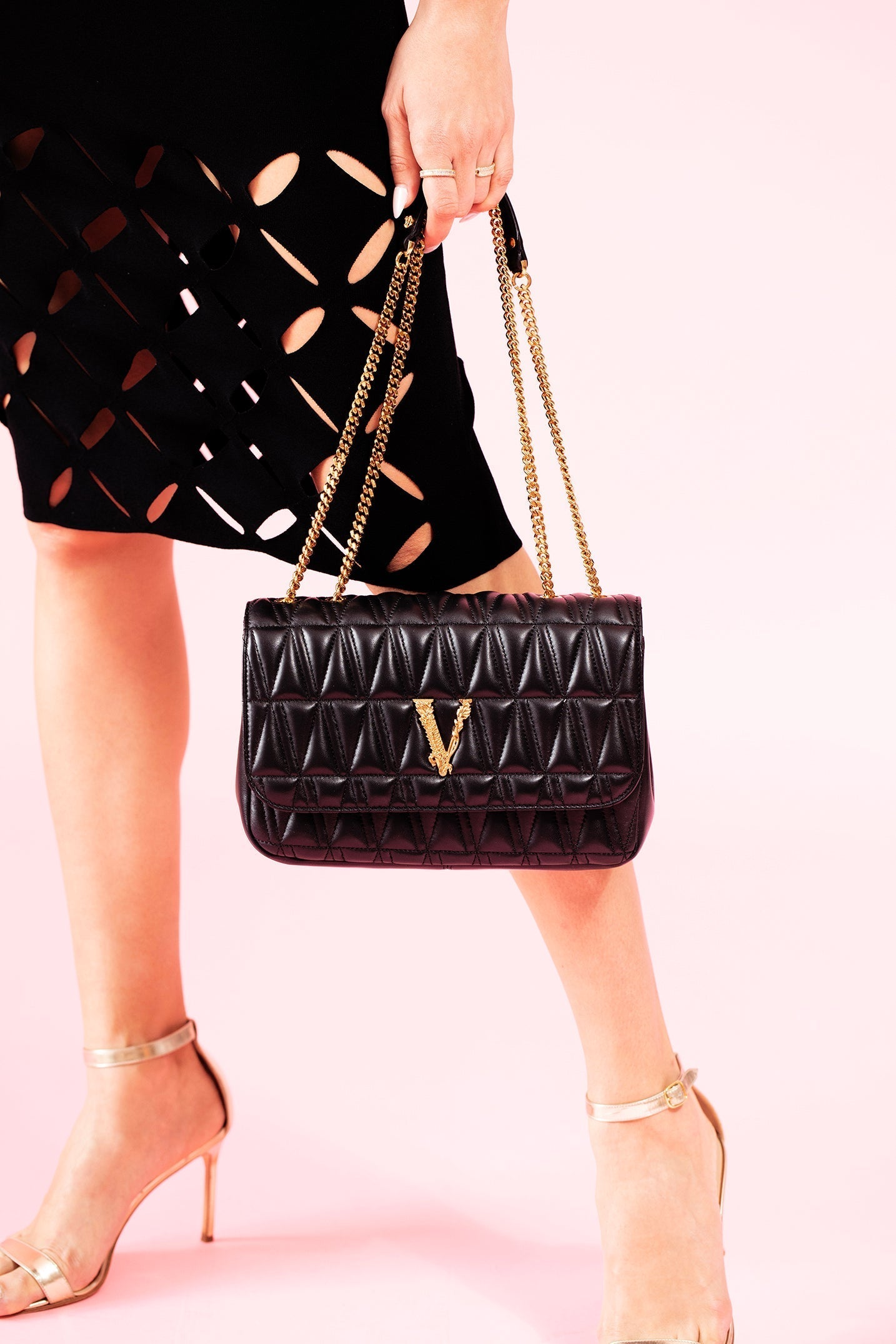 VERSACE-Virtus Shoulder Bag-BLACK
