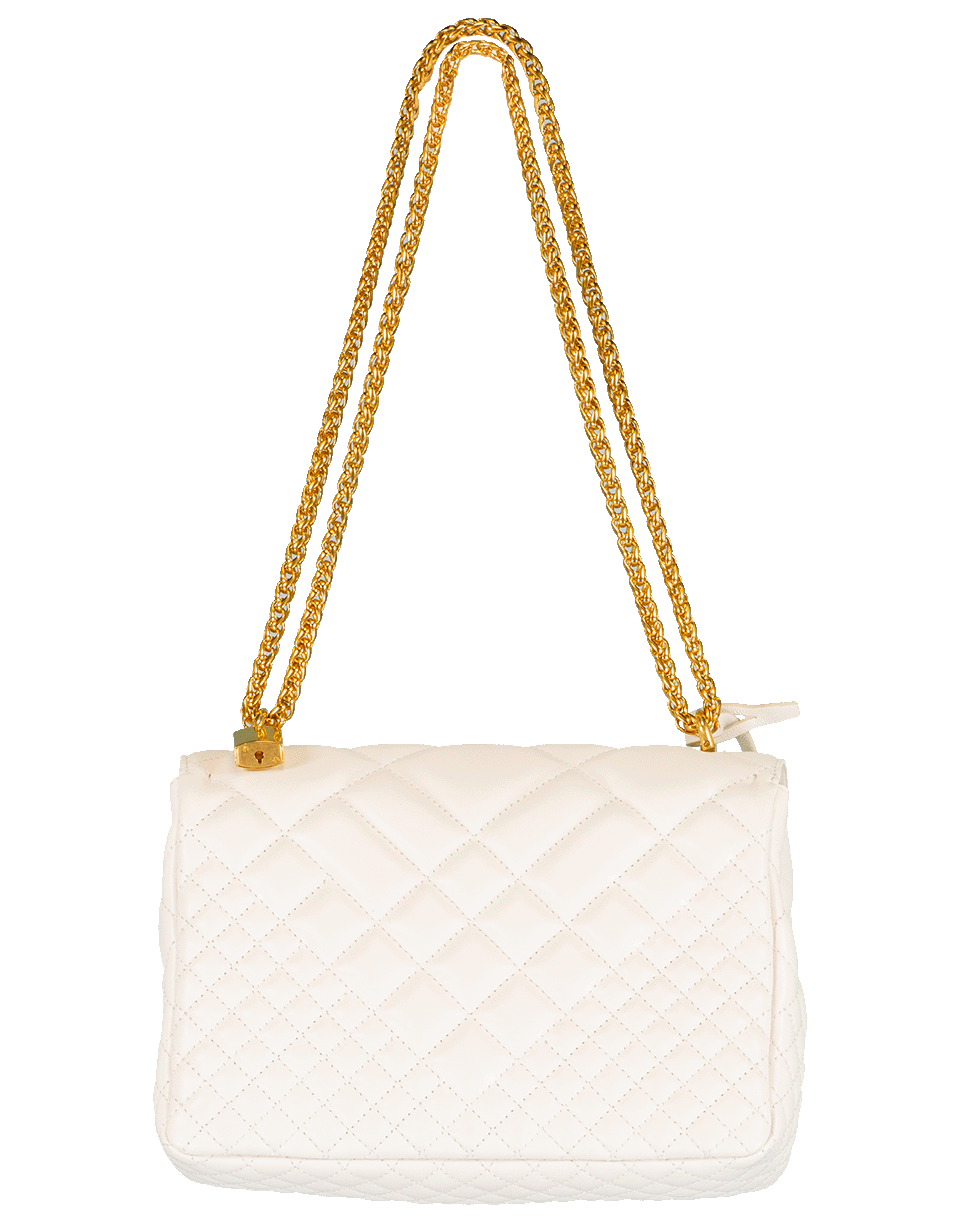 VERSACE-Quilted Foldover Chain Bag-OFFWHT