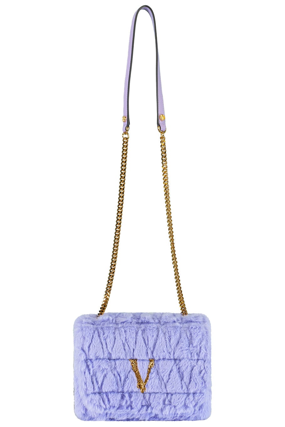 VERSACE-Small Virtus Fur Bag-ORCHID