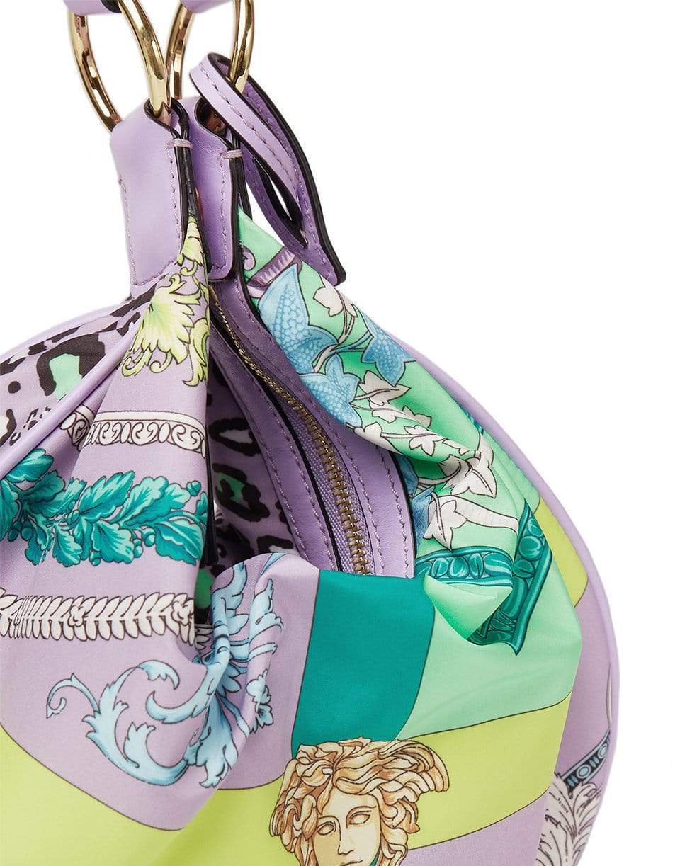 VERSACE-Mixed Print Hobo Bag-ORO