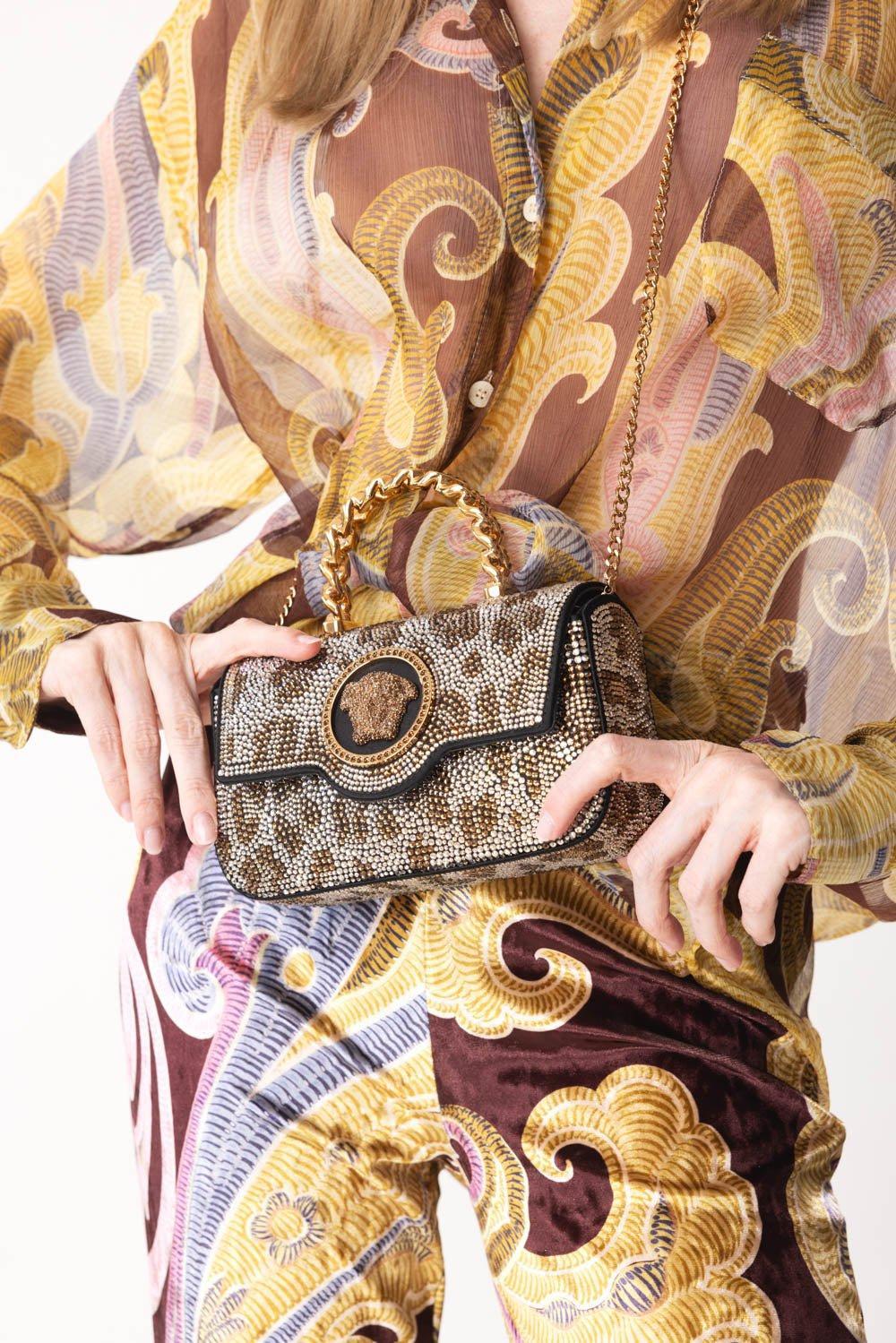 VERSACE-La Medusa Mini Bag - Black Gold-BLK/GOLD
