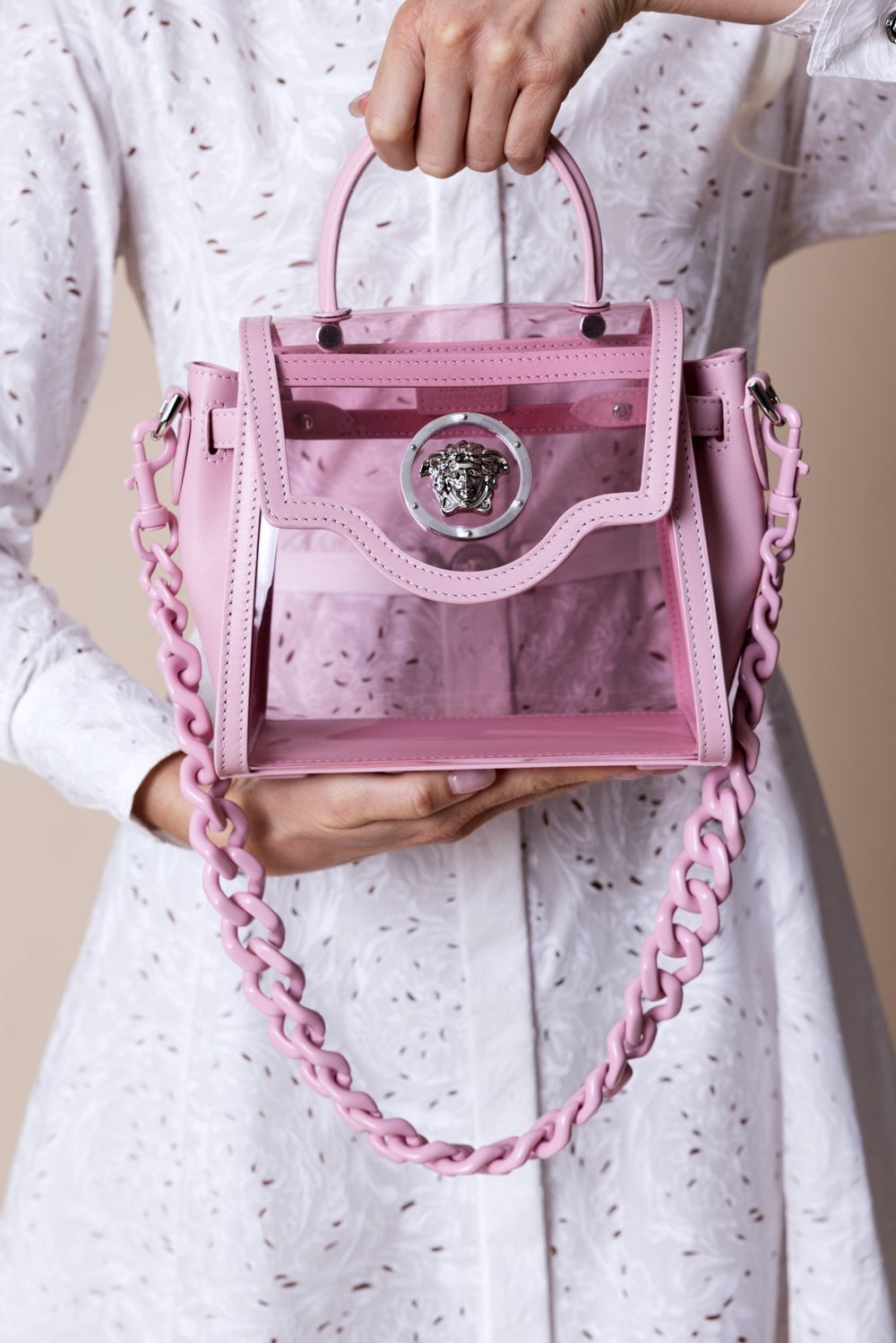 VERSACE-La Medusa Top Handle Bag - English Rose-ENGLSH ROSE/PALLADIUM