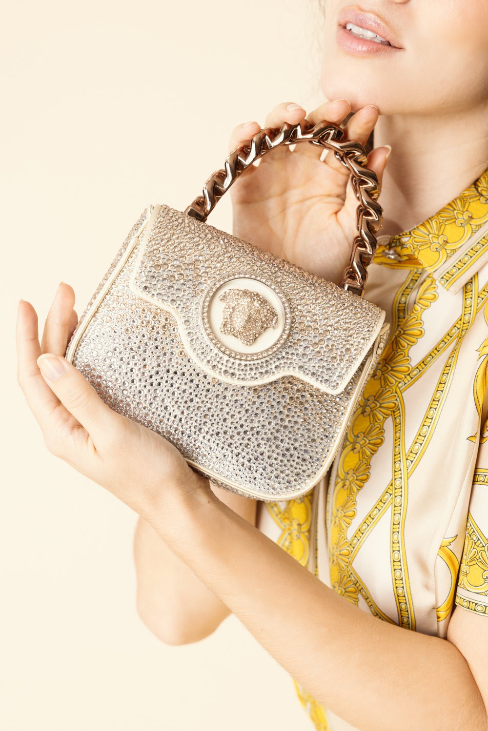 La Medusa Mini Bag - Ivory Palladium | VERSACE – Marissa Collections