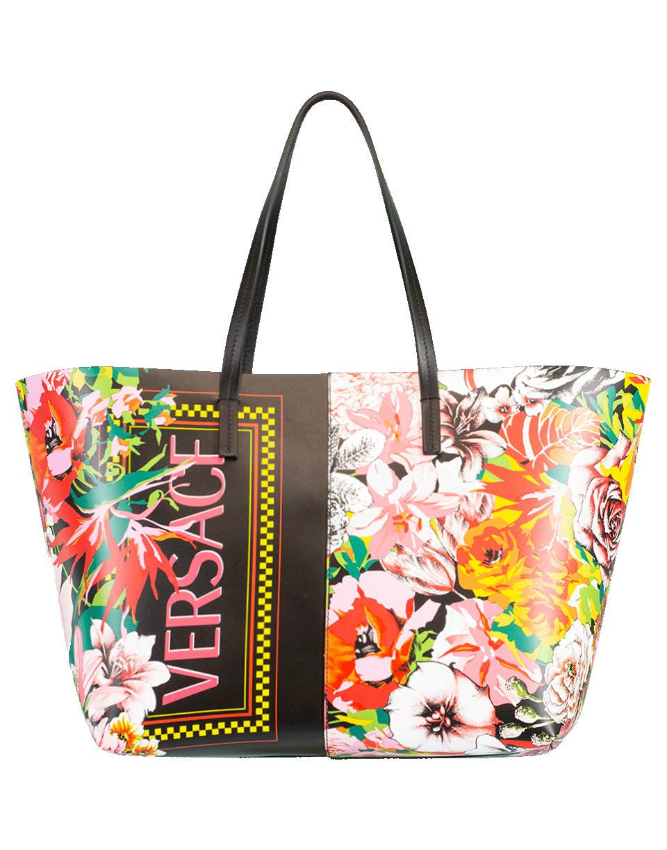 VERSACE-Floral Versace Logo Tote-NERO