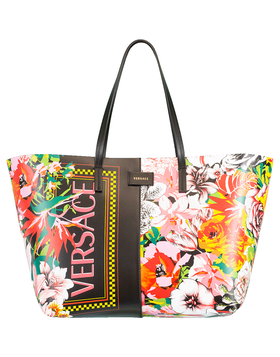 VERSACE-Floral Versace Logo Tote-NERO