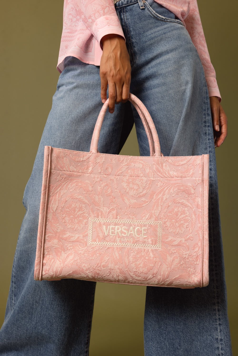 VERSACE-Barocco Athena Tote Bag - Pink Rose-PNK/RSE
