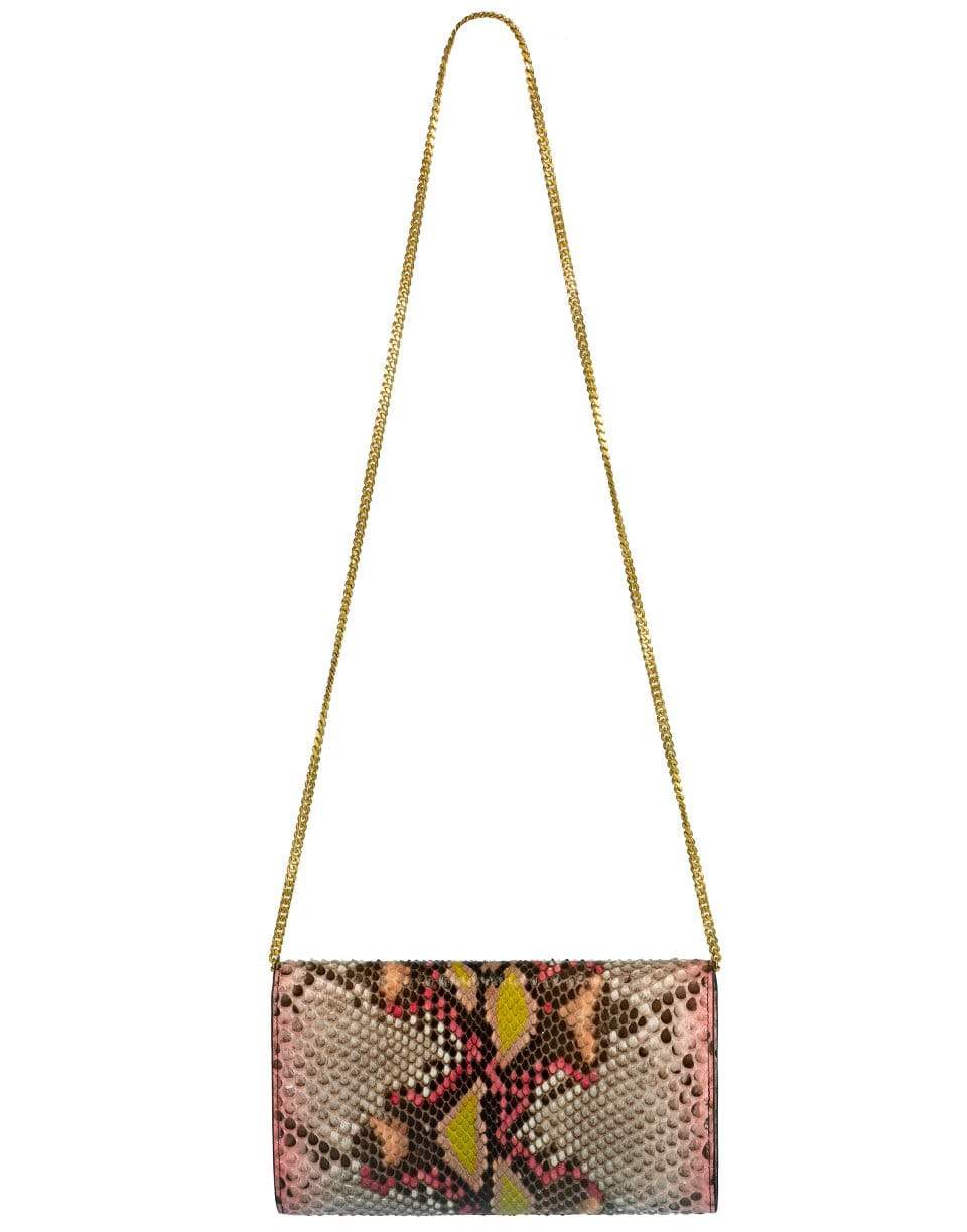 VERSACE-Pink Croco Embossed Icon Wallet On A Chain-PINK