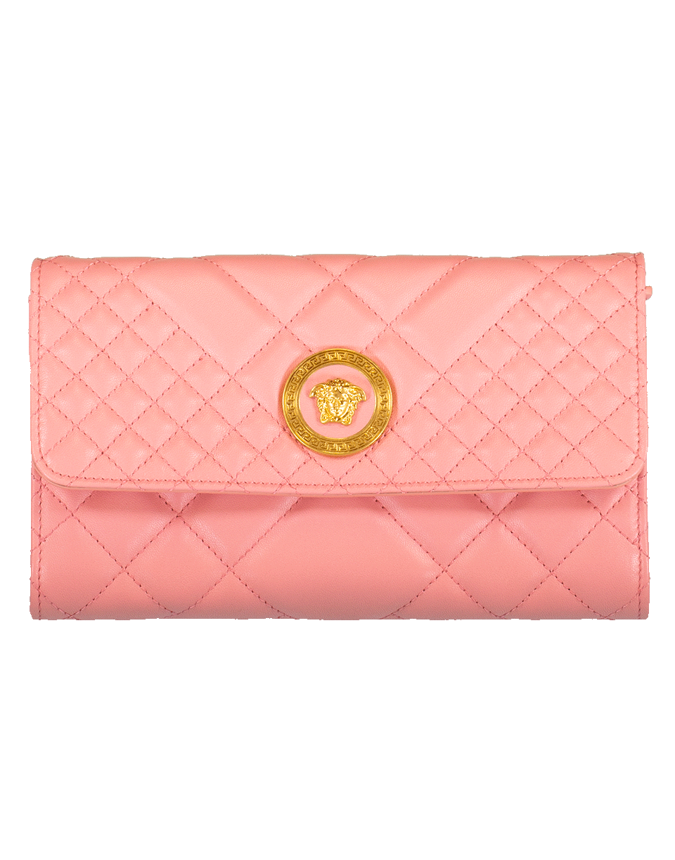 VERSACE-Quilted Chain Wallet-PINK