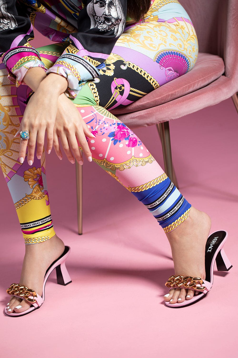 VERSACE-Chain Strap Mule-