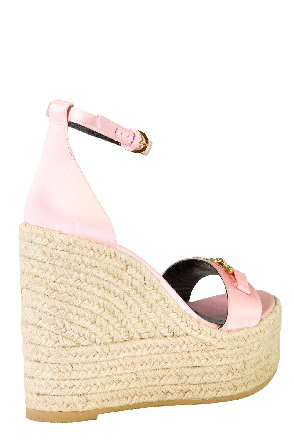 サンダル・ミュール VERSACE SS25 'Medusa '95' wedges (10141001A11411 1KF9V) Medusa '95 Suede Wedge Sandals 120 mm Beige | VERSACE US
