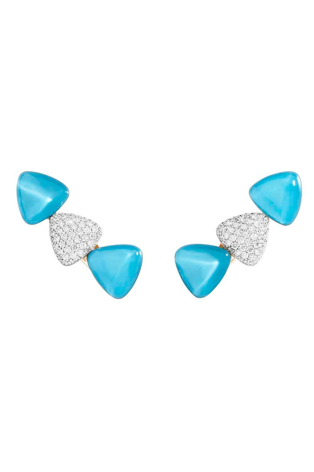 Diamond Rock Crystal Turquoise Earrings-WHITE GOLD-JEWELRYFINE JEWELEARRING-VHERNIER