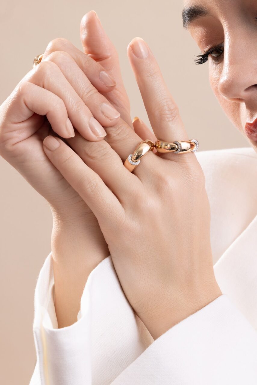 Diamond Three Section Calla Midi Ring-ROSE GOLD-6.25-JEWELRYFINE JEWELRING-VHERNIER