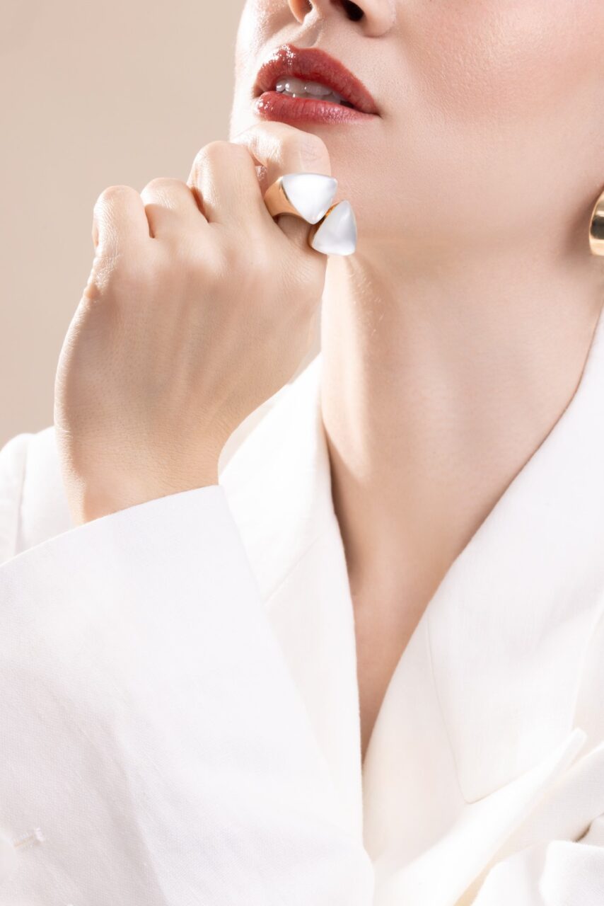 Rock Crystal Pearl Freccia Ring-ROSE GOLD-7-JEWELRYFINE JEWELRING-VHERNIER