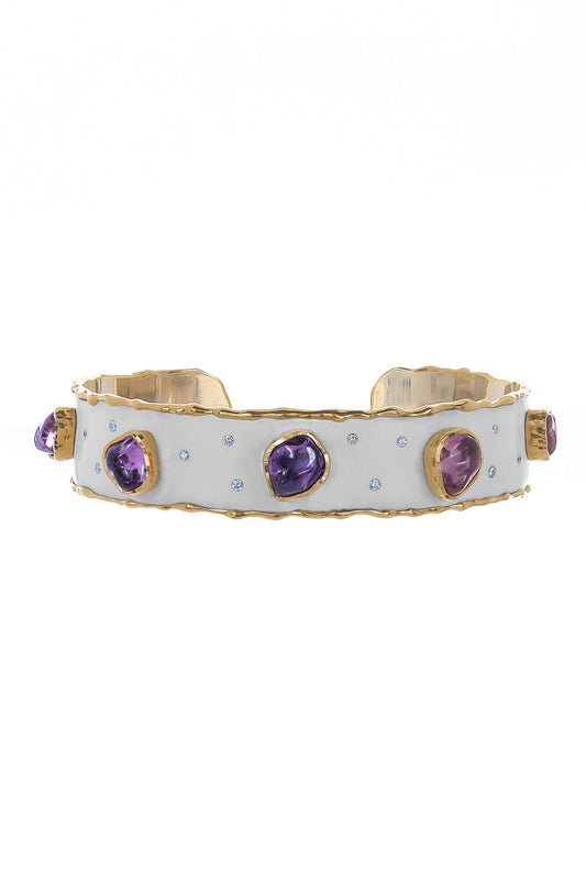 VICTOR VELYAN-Purple Sapphire White Bracelet-SILVER