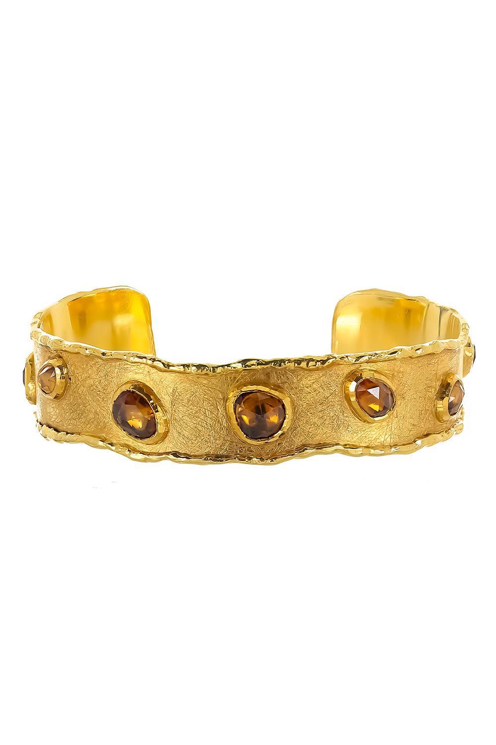  Brown Zircon Cuff Bracelet-YELLOW GOLD-JEWELRYFINE JEWELBRACELET O-VICTOR VELYAN 