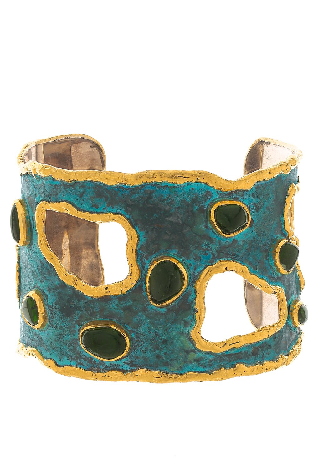 VICTOR VELYAN-Green Panita Cut Out Cuff-YELLOW GOLD