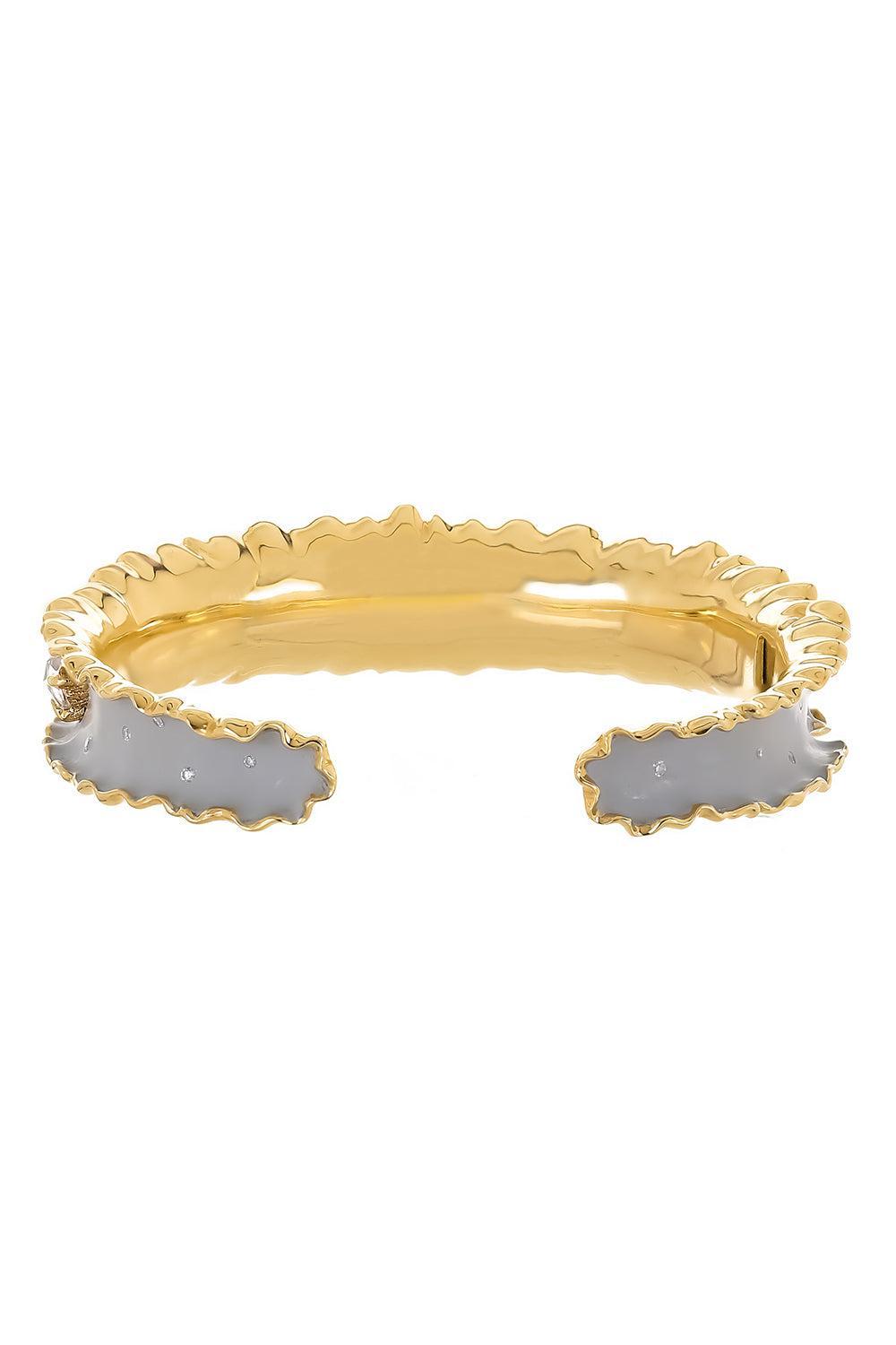 Brown Zircon Diamond Ruffle Cuff Bracelet-YELLOW GOLD-L-JEWELRYFINE JEWELBRACELET O-VICTOR VELYAN
