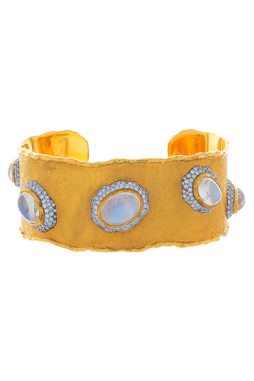 VICTOR VELYAN-Moonstone Diamond Cuff-YELLOW GOLD