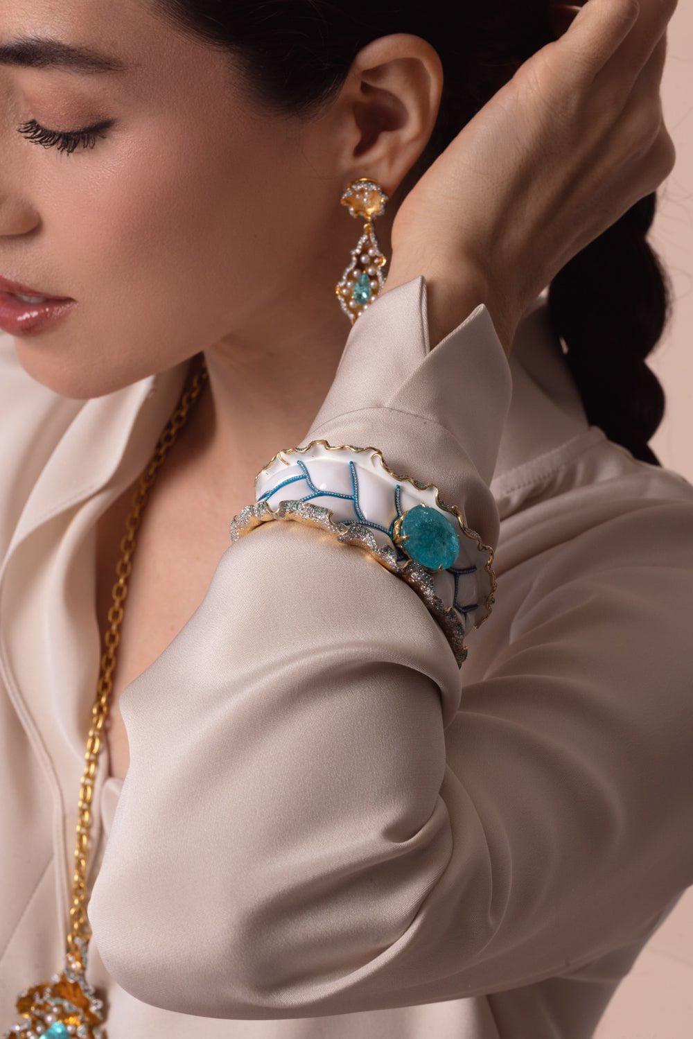 VICTOR VELYAN-Opal Paraiba Cuff Bracelet-YELLOW GOLD