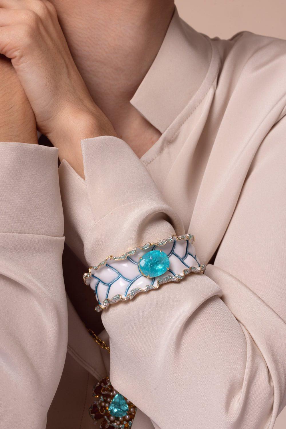 VICTOR VELYAN-Opal Paraiba Cuff Bracelet-YELLOW GOLD