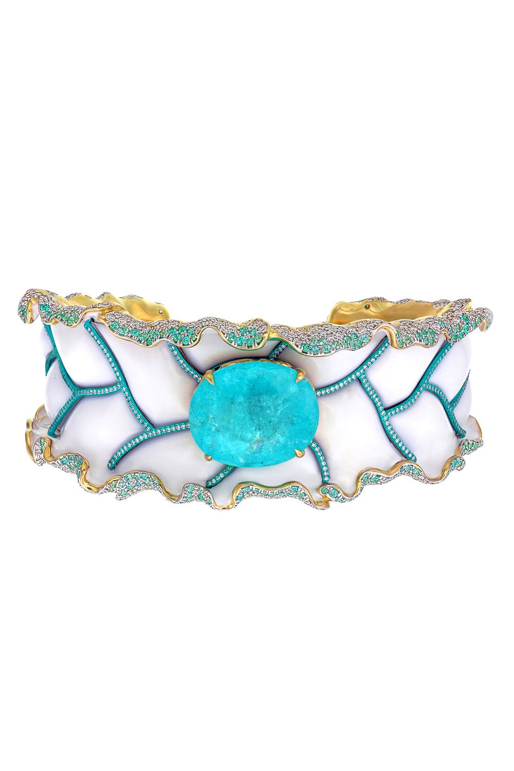 VICTOR VELYAN-Opal Paraiba Cuff Bracelet-YELLOW GOLD
