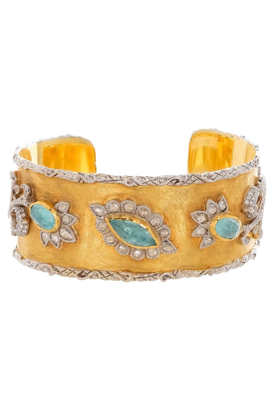 VICTOR VELYAN-Paraiba Diamond Cuff-YELLOW GOLD