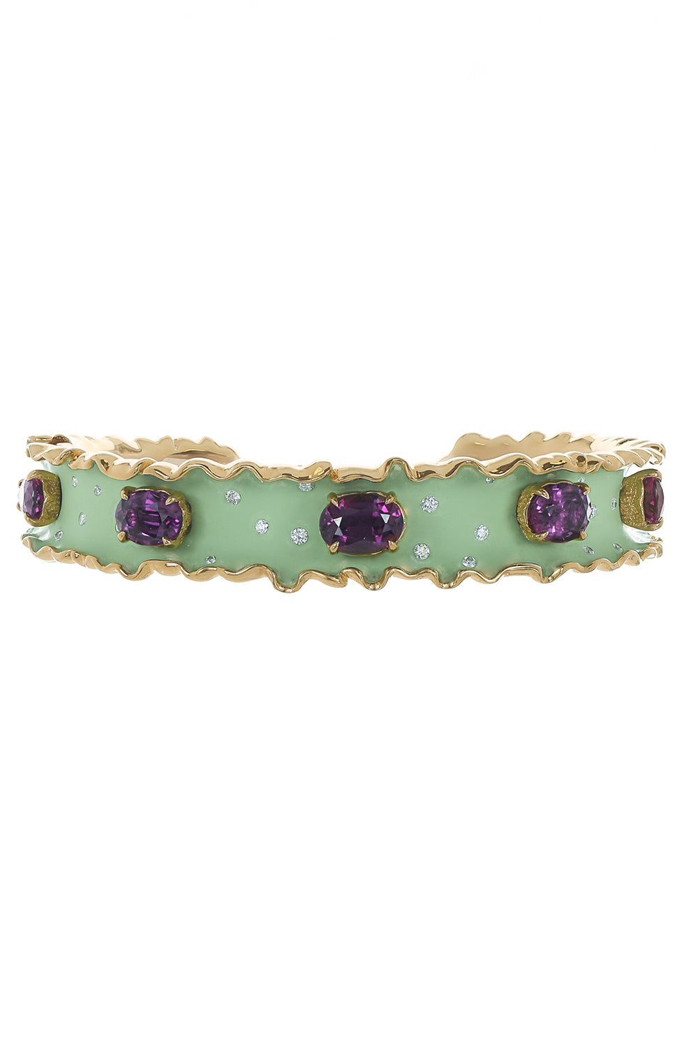 VICTOR VELYAN-Purple Garnet Gua Ruffle Bracelet-YELLOW GOLD