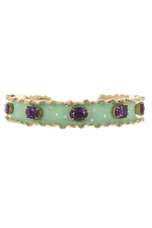 VICTOR VELYAN-Purple Garnet Gua Ruffle Bracelet-YELLOW GOLD