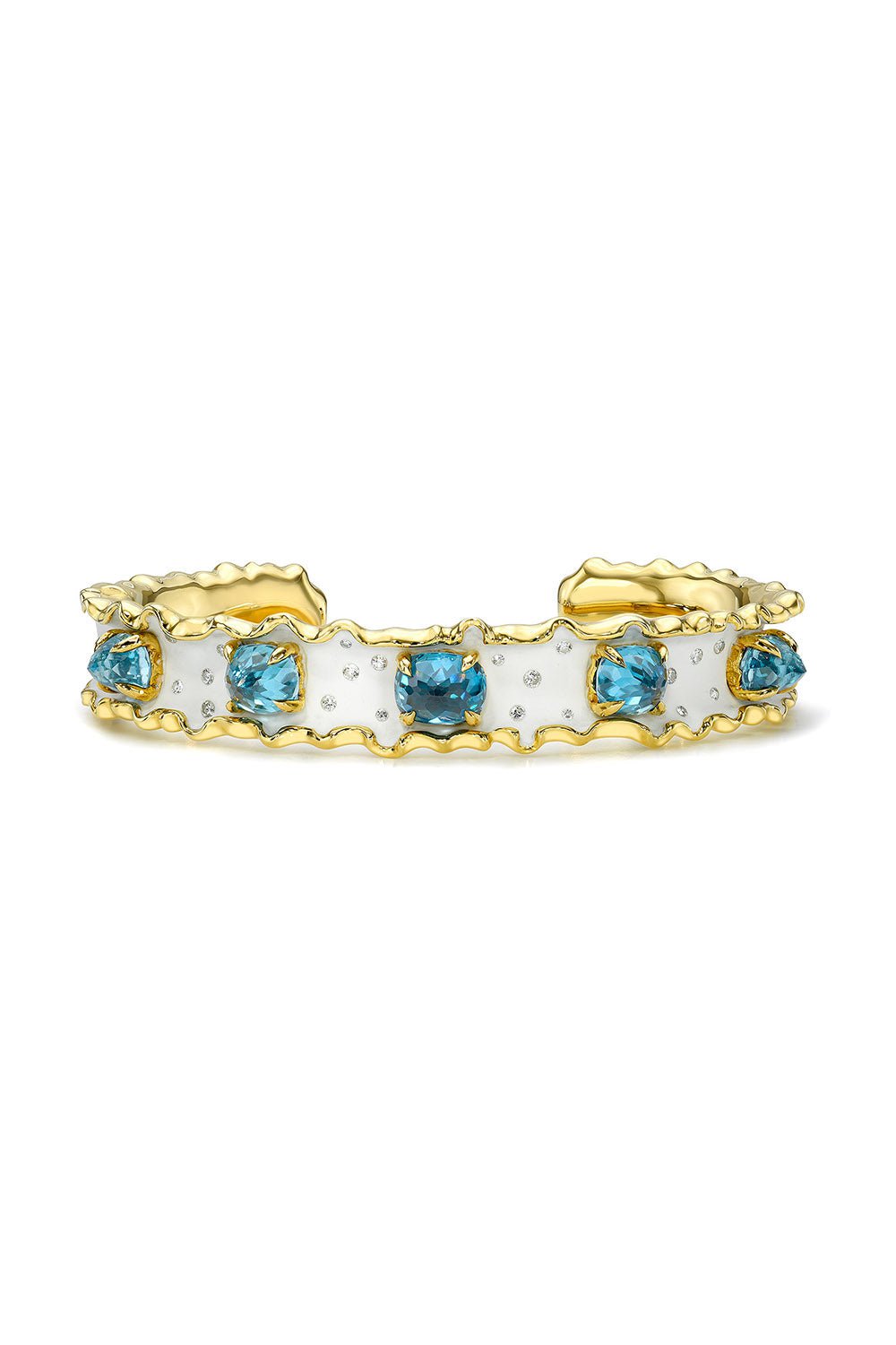 VICTOR VELYAN-Ruffled Cuff Bracelet-YELLOW GOLD