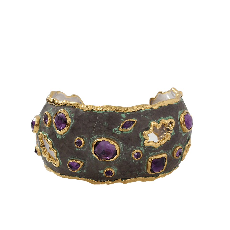 VICTOR VELYAN-Amethyst And Patina Cuff-YELLOW GOLD