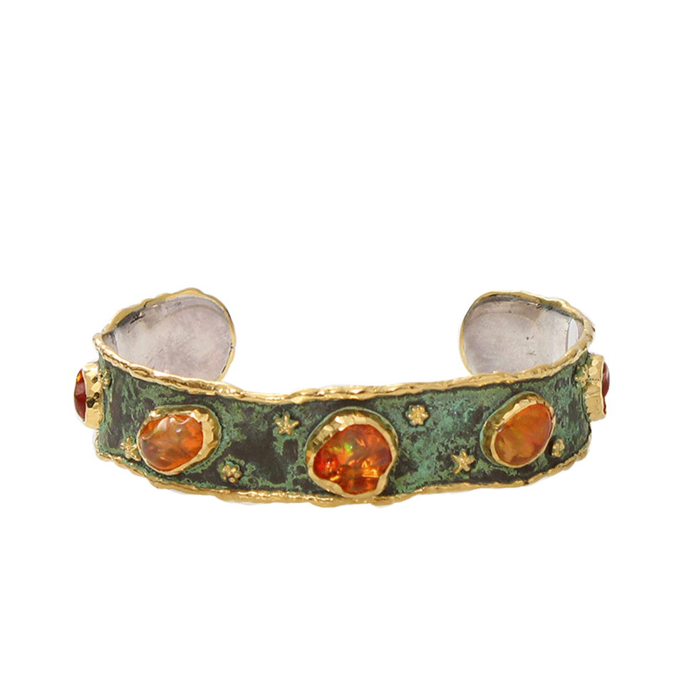 VICTOR VELYAN-Mexican Fire Opal Cuff-YELLOW GOLD