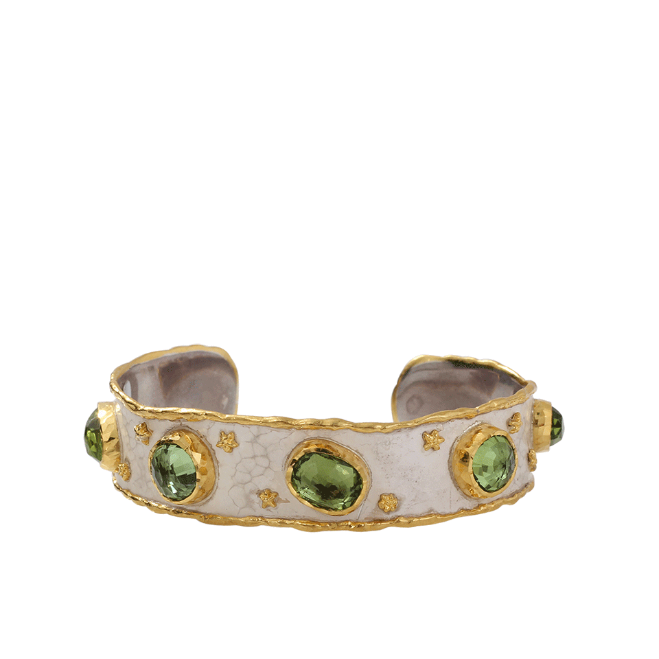 VICTOR VELYAN-Peridot And White Patina Cuff-YELLOW GOLD