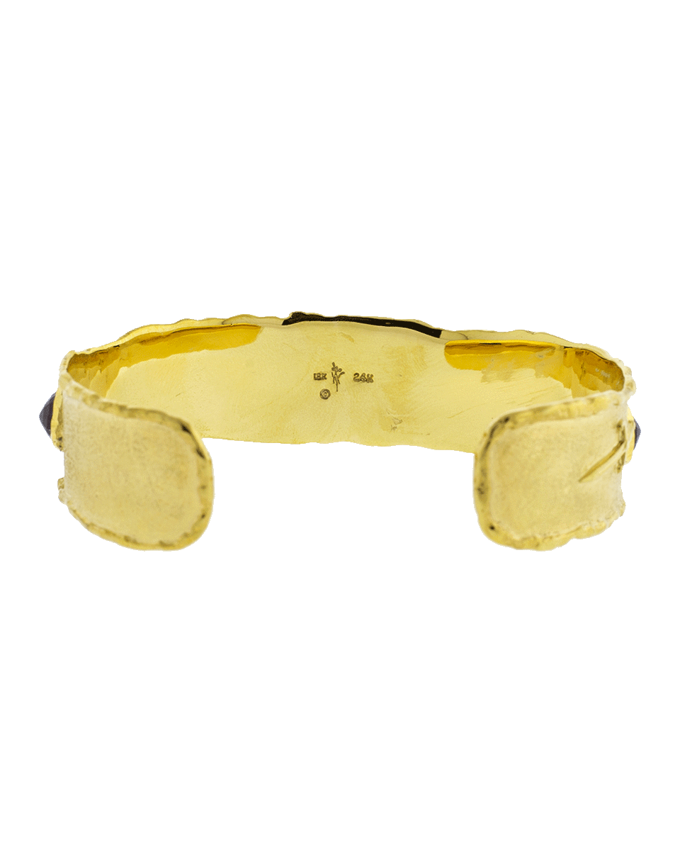 VICTOR VELYAN-Purple Garnet Cuff Bracelet-YELLOW GOLD