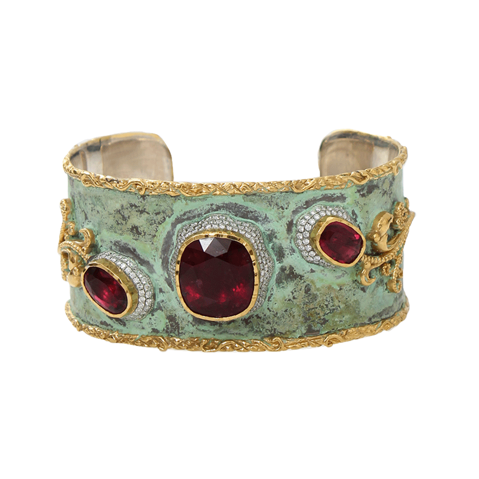 VICTOR VELYAN-Rubellite Cuff-YELLOW GOLD