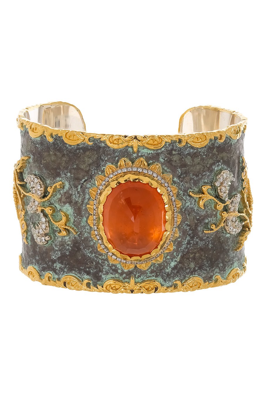 VICTOR VELYAN-Spessartite Garnet Diamond Cuff-YELLOW GOLD