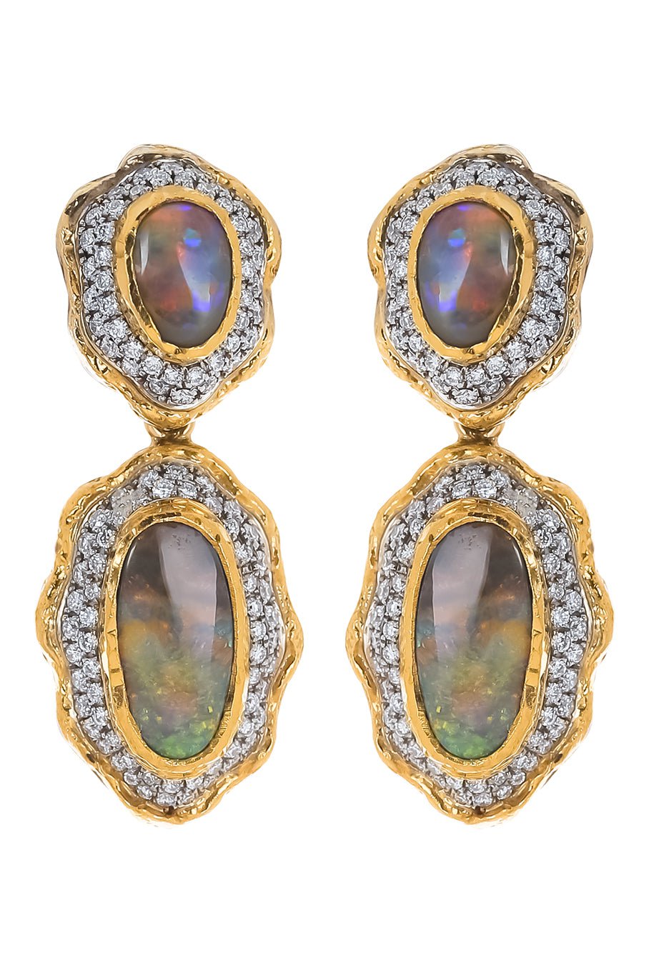 VICTOR VELYAN-Black Opal Diamond Earrings-WHITE GOLD