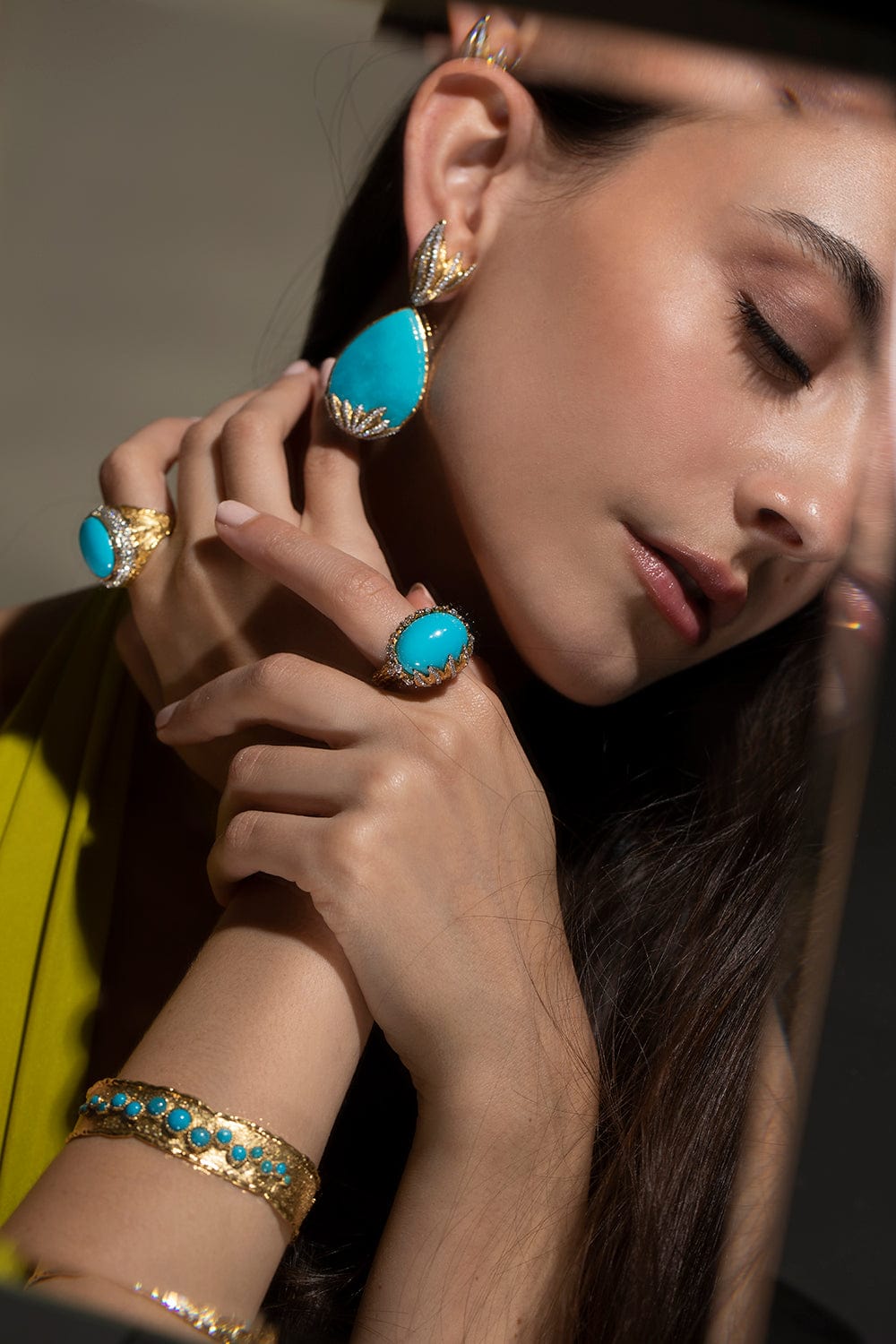 VICTOR VELYAN-Turquoise Diamond Earrings-WHITE GOLD