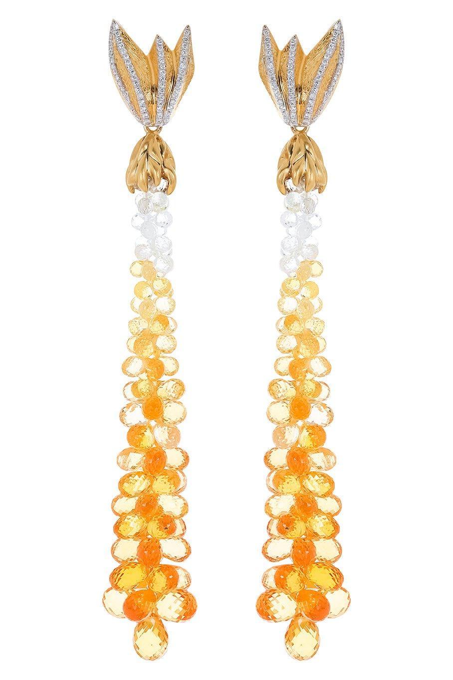 VICTOR VELYAN-Yellow Sapphire Diamond Earrings-WHITE GOLD