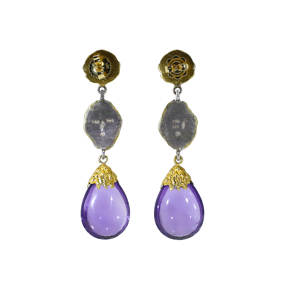 VICTOR VELYAN-Amethyst Drop Earrings-YELLOW GOLD