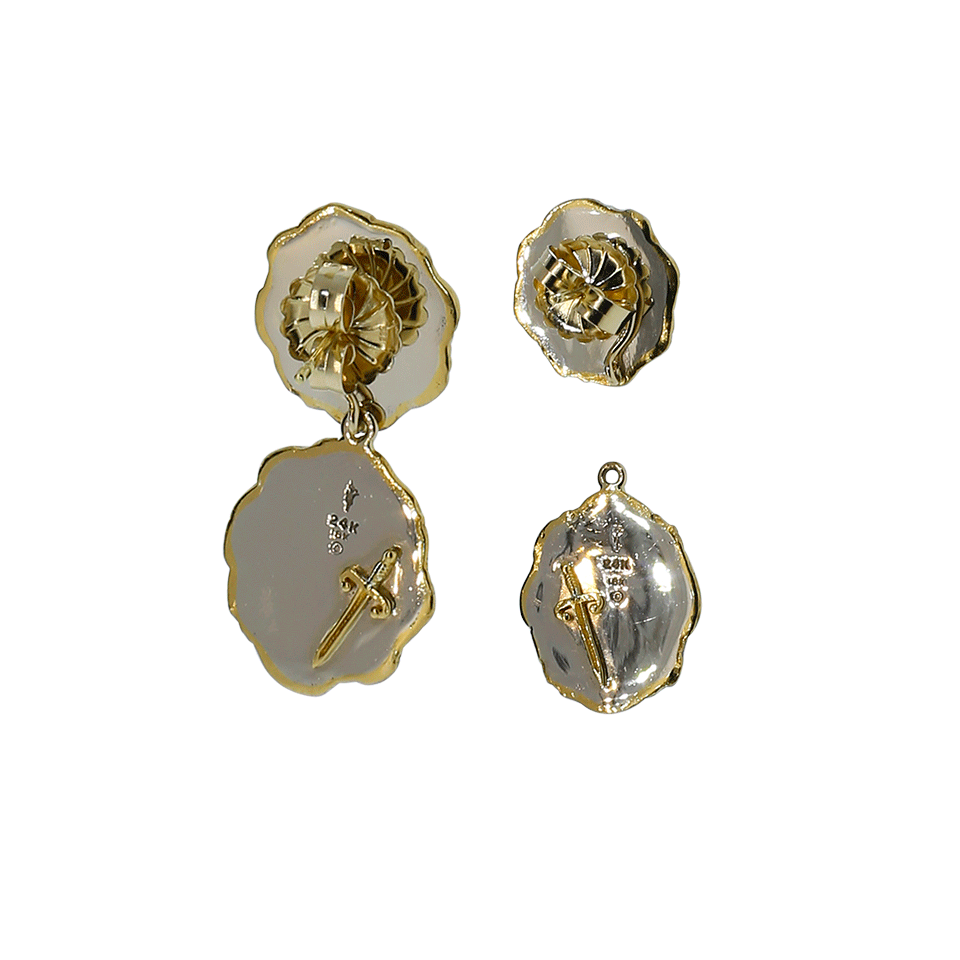 VICTOR VELYAN-Cabochon Paraiba And Diamond Earrings-YELLOW GOLD