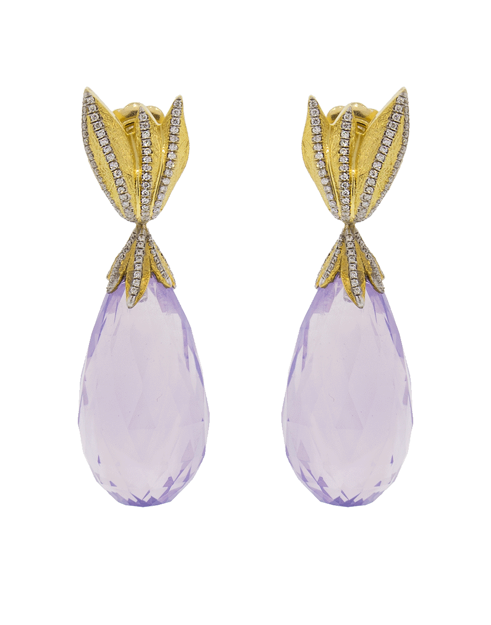 VICTOR VELYAN-Faceted Moon Quartz Earrings-YELLOW GOLD