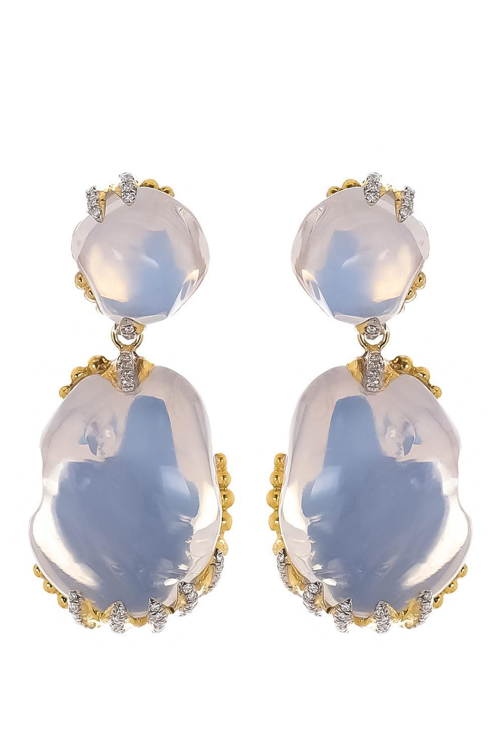 Fire Opal Diamond Drop Earrings-YELLOW GOLD-JEWELRYFINE JEWELEARRING-VICTOR VELYAN