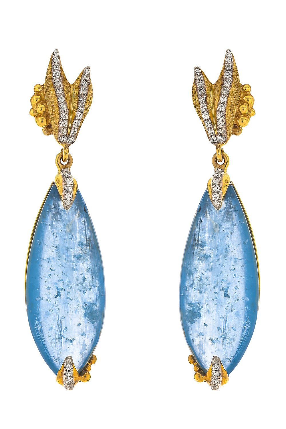 VICTOR VELYAN-Kyanite Diamond Earrings-YELLOW GOLD