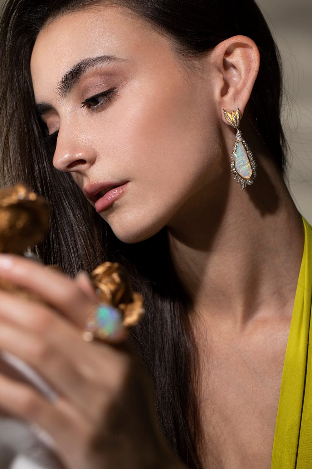 VICTOR VELYAN-Opal Diamond Earrings-YELLOW GOLD