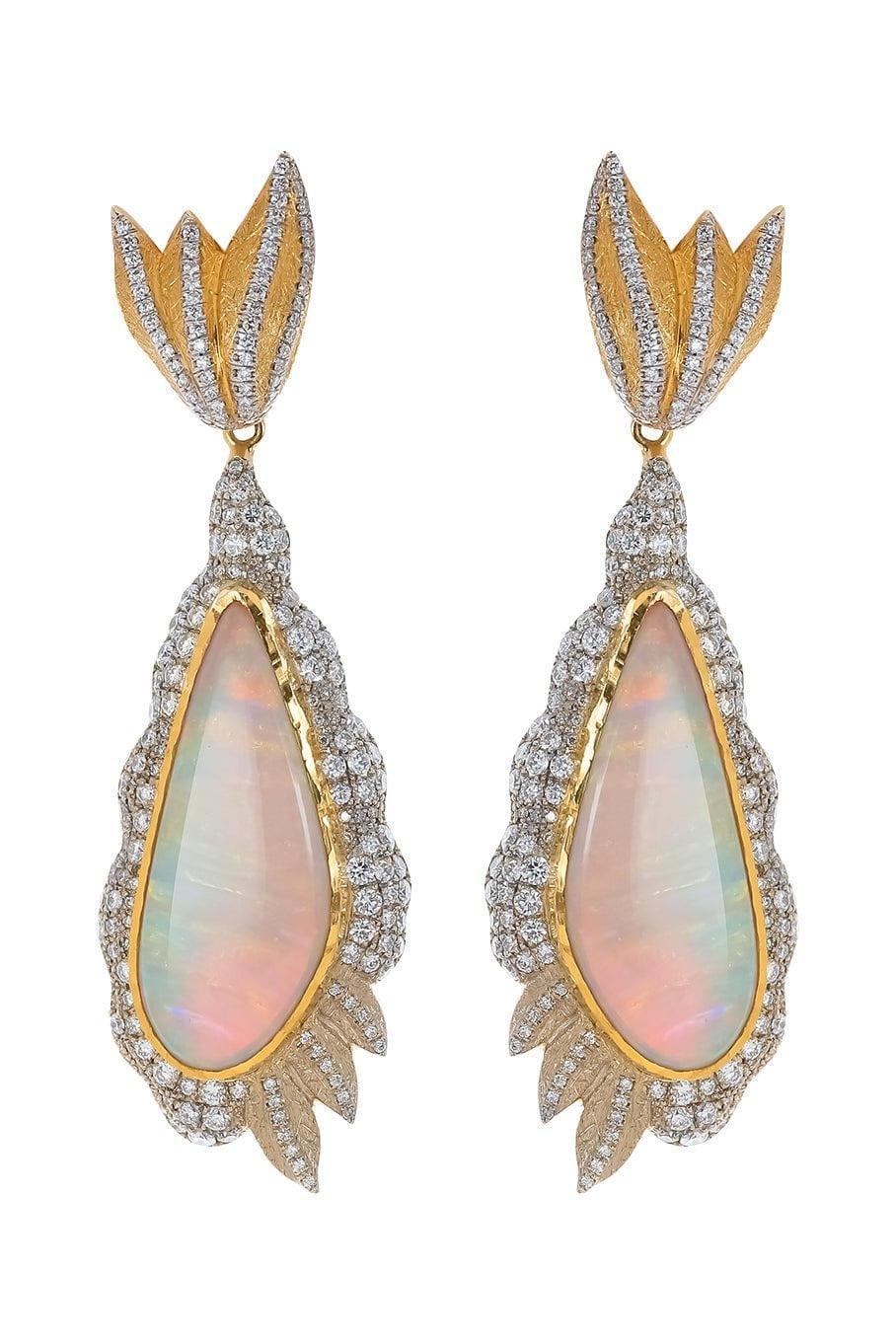 VICTOR VELYAN-Opal Diamond Earrings-YELLOW GOLD