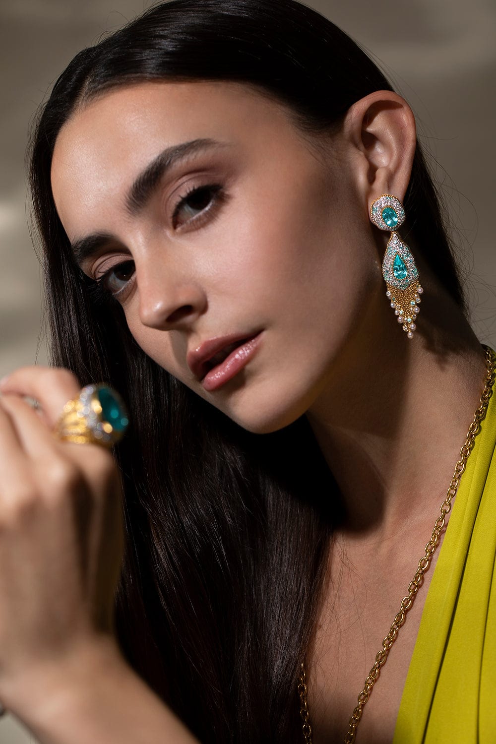 VICTOR VELYAN-Paraiba Diamond Pearl Earrings-YELLOW GOLD